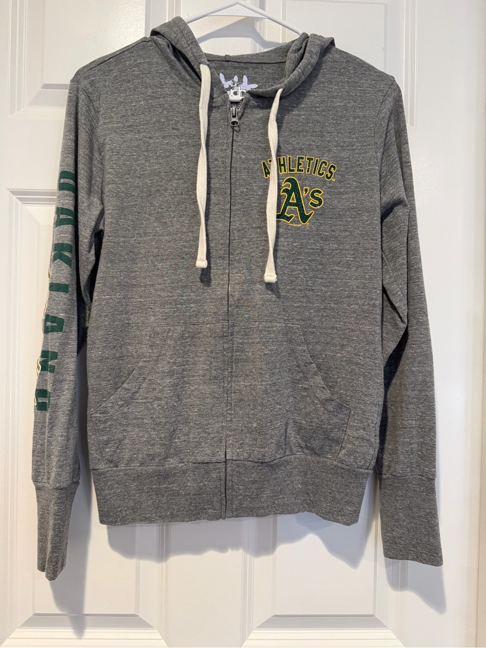 Oakland Athletics Gray Full-Zip Hoodie with Green Logo
